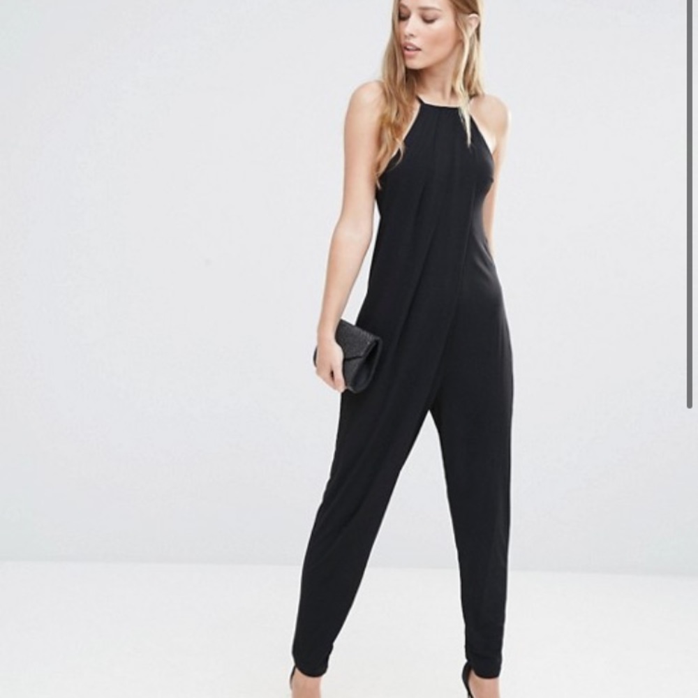 BCBGeneration Cross Front Halter Jumpsuit
